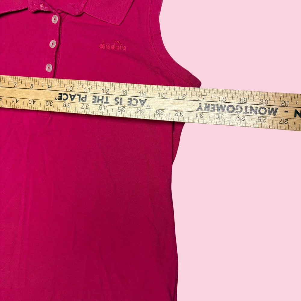 Diadora Women Magenta Pink Sleeveless Polo Shirt Sporty Top Size M - Picture 4 of 5